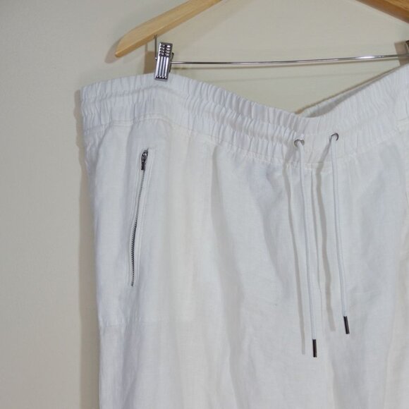 ATHLETA Cabo 100% LINEN PANTS Size 26 Pull on Wide Leg White Zip Pockets NEW - Picture 9 of 9